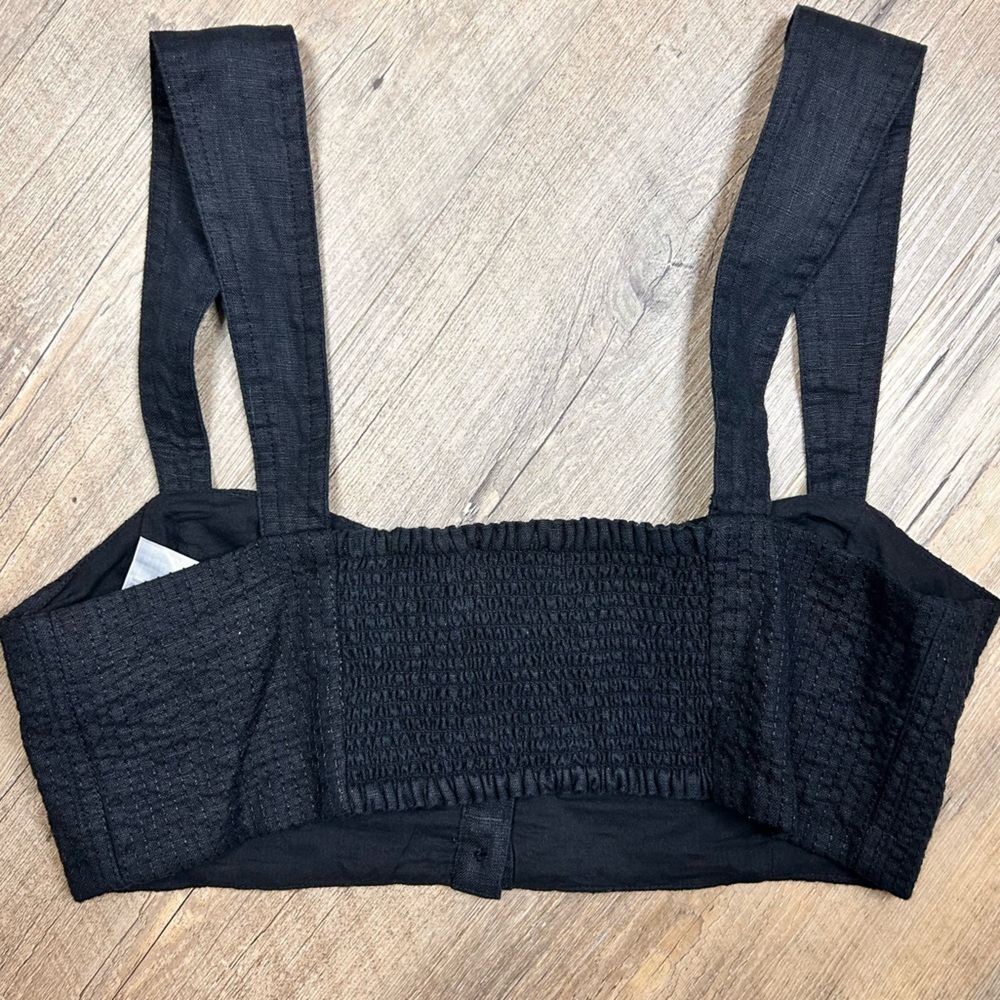 NEW Madewell Linen Sweetheart Bralette 6 Smocked Neutral Minimalist Festival - Picture 4 of 11